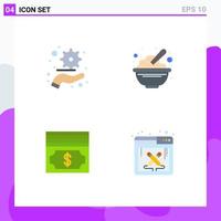 4 Thematic Vector Flat Icons and Editable Symbols of control dollar bowl oats design Editable Vector Design Elements