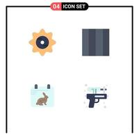 conjunto de iconos planos de interfaz móvil de 4 pictogramas de fecha de botella calendario de alimentos pistola de agua elementos de diseño vectorial editables vector