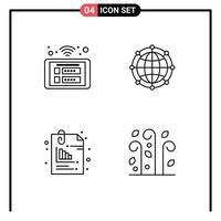 Universal Icon Symbols Group of 4 Modern Filledline Flat Colors of access technology smart global document Editable Vector Design Elements