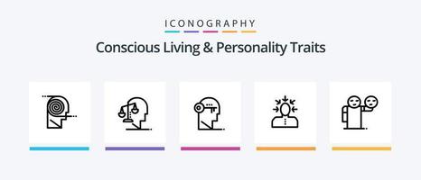 Concious Living And Personality Traits Line 5 Icon Pack Including integrity. equilibrium. people. balance. man. Creative Icons Design vector