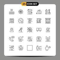 conjunto de 25 iconos de ui modernos símbolos signos para vehículos más limpios dieta transporte bicicleta elementos de diseño vectorial editables vector
