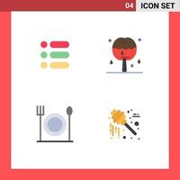 4 iconos planos universales establecidos para aplicaciones web y móviles lista alimentos escribir postre miel elementos de diseño vectorial editables vector