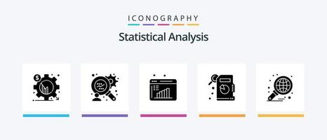 Statistical Analysis Glyph 5 Icon Pack Including report. global. business research. business. statistical analysis. Creative Icons Design vector