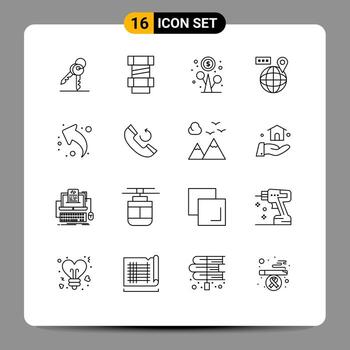 Pictogram Set of 16 Simple Outlines of up arrow flower location map Editable Vector Design Elements