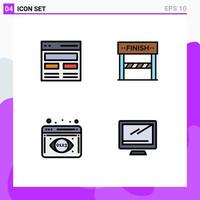 Group of 4 Filledline Flat Colors Signs and Symbols for communication analytics monitoring interface line data visualization Editable Vector Design Elements