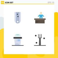 Modern Set of 4 Flat Icons Pictograph of diamonds bin rank desk junk Editable Vector Design Elements