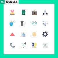 16 User Interface Flat Color Pack of modern Signs and Symbols of human avatar bag space science Editable Pack of Creative Vector Design Elements