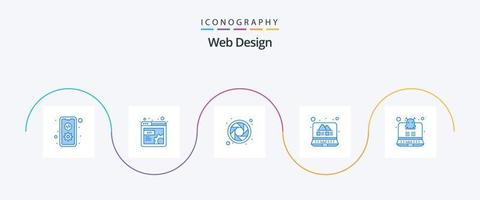 Web Design Blue 5 Icon Pack Including hacking. computer. layout. web. gallery vector