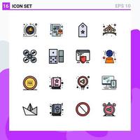 Set of 16 Modern UI Icons Symbols Signs for fly jewel one jewelry crown Editable Creative Vector Design Elements
