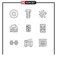 Set of 9 Modern UI Icons Symbols Signs for qr code add smartphone location Editable Vector Design Elements