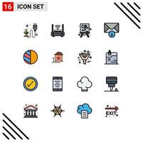 Flat Color Filled Line Pack of 16 Universal Symbols of photo send internet message process Editable Creative Vector Design Elements