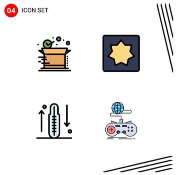 4 Universal Filledline Flat Color Signs Symbols of box drop shipping geometry health Editable Vector Design Elements