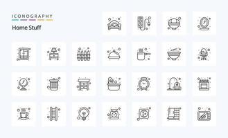 paquete de 25 iconos de línea de cosas para el hogar vector