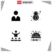 4 Solid Glyph concept for Websites Mobile and Apps administrator growth day symbol mentorship Editable Vector Design Elements