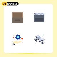 Editable Vector Line Pack of 4 Simple Flat Icons of archive support american video cufflink Editable Vector Design Elements