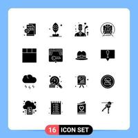 Modern Set of 16 Solid Glyphs and symbols such as layout public golf trian speed train Editable Vector Design Elements