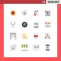 Mobile Interface Flat Color Set of 16 Pictograms of fast access human report page Editable Pack of Creative Vector Design Elements
