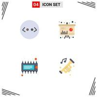 Pack of 4 creative Flat Icons of brackets electronic chart information accessories Editable Vector Design Elements