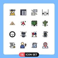 16 concepto de línea llena de color plano para sitios web móviles y aplicaciones oro interior usuario comedor carta elementos de diseño de vector creativo editable