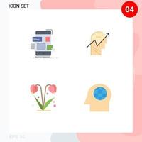 4 Creative Icons Modern Signs and Symbols of drag mind ui chart floral Editable Vector Design Elements