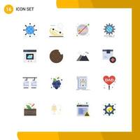 Set of 16 Modern UI Icons Symbols Signs for gear globe flipped business sign Editable Pack of Creative Vector Design Elements
