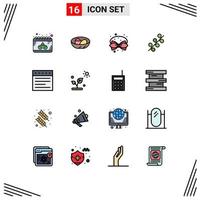 conjunto de 16 iconos modernos de la interfaz de usuario signos de símbolos para la decoración del amento del nido de pascua de primavera elementos de diseño de vectores creativos editables