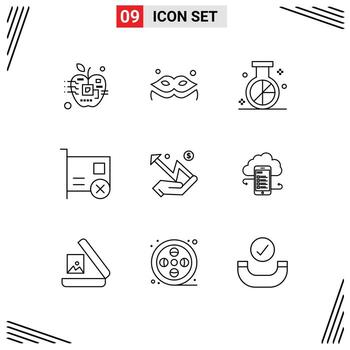 Set of 9 Commercial Outlines pack for pci devices engine computers research Editable Vector Design Elements