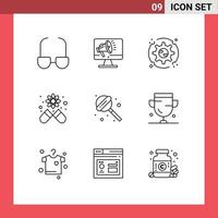 Stock Vector Icon Pack of 9 Line Signs and Symbols for food sweet preferences science capsule Editable Vector Design Elements