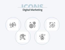 paquete de iconos de línea de marketing digital 5 diseño de iconos. localización. Opiniones de los usuarios. portapapeles. usuario. clasificación vector