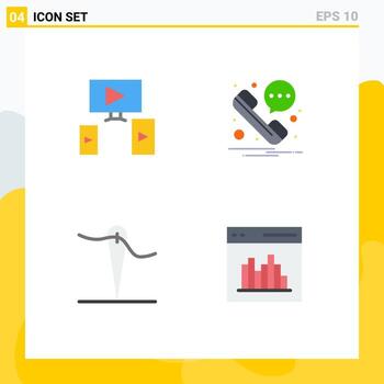 4 iconos planos vectoriales temáticos y símbolos editables de mensajes de aplicaciones informáticas comunicación hecha a mano elementos de diseño vectorial editables vector