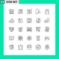 Modern Set of 25 Lines Pictograph of avatar speech accessories person audio Editable Vector Design Elements