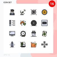 Universal Icon Symbols Group of 16 Modern Flat Color Filled Lines of list checklist galaxy day flag Editable Creative Vector Design Elements