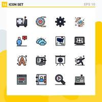 Pictogram Set of 16 Simple Flat Color Filled Lines of purity freedom resource feminism user Editable Creative Vector Design Elements