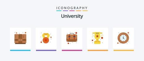 paquete de iconos de 5 planos universitarios que incluye el tiempo. caja. trofeo. logro. diseño de iconos creativos vector