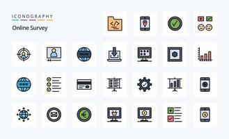 25 Online Survey Line Filled Style icon pack vector