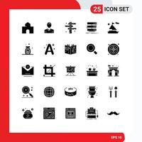 Universal Icon Symbols Group of 25 Modern Solid Glyphs of database storage person server signs Editable Vector Design Elements