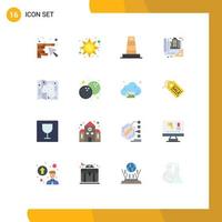 Set of 16 Modern UI Icons Symbols Signs for map construction business blueprint building Editable Pack of Creative Vector Design Elements