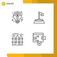 4 Creative Icons Modern Signs and Symbols of financial farming solution golf garden Editable Vector Design Elements