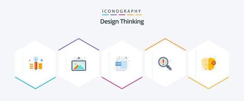 Design Thinking 25 Flat icon pack including . knowledge. cdr format. brain. search vector