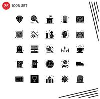 Universal Icon Symbols Group of 25 Modern Solid Glyphs of music ram architecture memory property Editable Vector Design Elements