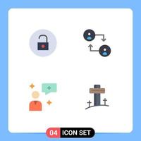 Universal Icon Symbols Group of 4 Modern Flat Icons of unlock interface multimedia swap christian Editable Vector Design Elements