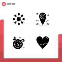 4 Creative Icons Modern Signs and Symbols of solidarity target healthcare medical biology Editable Vector Design Elements