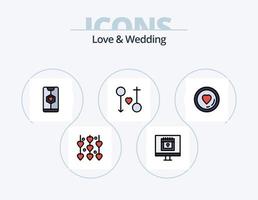 paquete de iconos llenos de línea de amor y boda 5 diseño de iconos. amar. aplicación casamiento. amante vector