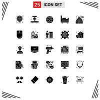 Modern Set of 25 Solid Glyphs and symbols such as devices planetarium internet observatory bed room Editable Vector Design Elements