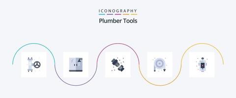 Plumber Flat 5 Icon Pack Including design. city. mechanical. plumbing. mechanical vector