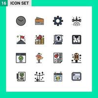 Pictogram Set of 16 Simple Flat Color Filled Lines of repair gear credit setting cog Editable Creative Vector Design Elements