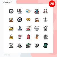 Set of 25 Modern UI Icons Symbols Signs for music people monitoring group pulse Editable Vector Design Elements