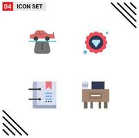 Mobile Interface Flat Icon Set of 4 Pictograms of advantage bookmark carpet quality marker Editable Vector Design Elements