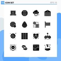 Set of 16 Modern UI Icons Symbols Signs for shipping order cloud logistic message Editable Vector Design Elements