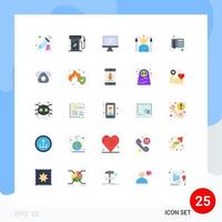 25 Universal Flat Color Signs Symbols of winner star computer idol pc Editable Vector Design Elements